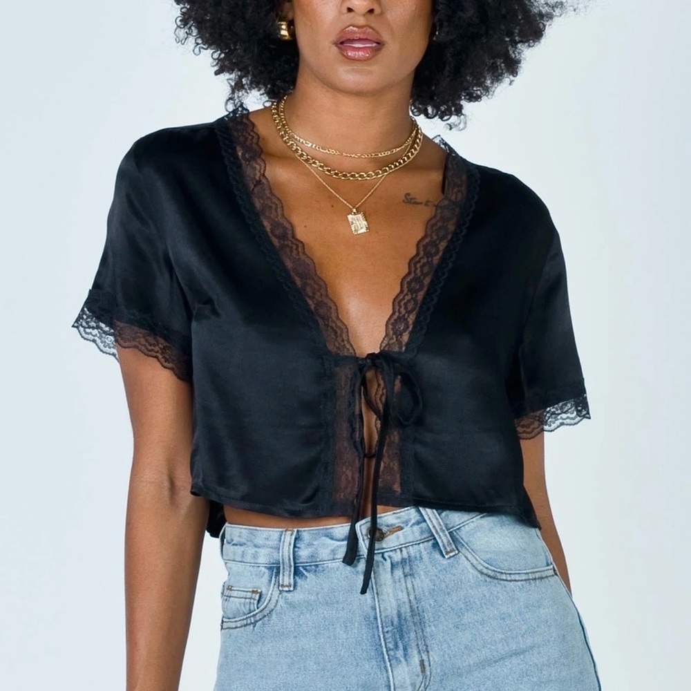 Princess Polly Black Tie Top